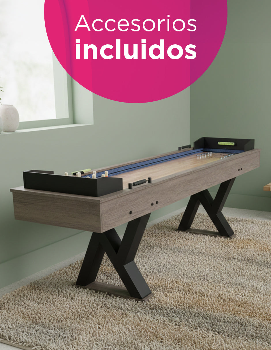 Mesa Vanlig de Juegos 2 en 1  Shuffleboard y Bolos - Acabado Madera Café (SUS 9F01)