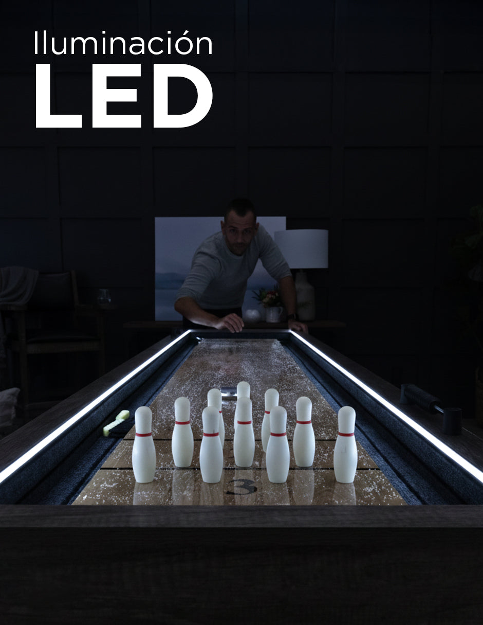 Mesa Vanlig de Juegos 2 en 1  Shuffleboard y Bolos - Acabado Madera Café (SUS 9F01)