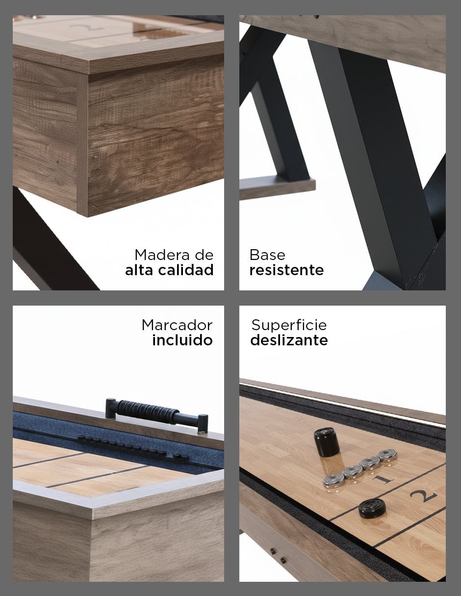 Mesa Vanlig de Juegos 2 en 1  Shuffleboard y Bolos - Acabado Madera Café (SUS 9F01)