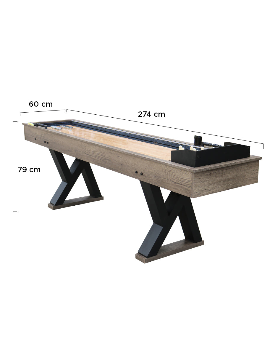 Mesa Vanlig de Juegos 2 en 1  Shuffleboard y Bolos - Acabado Madera Café (SUS 9F01)