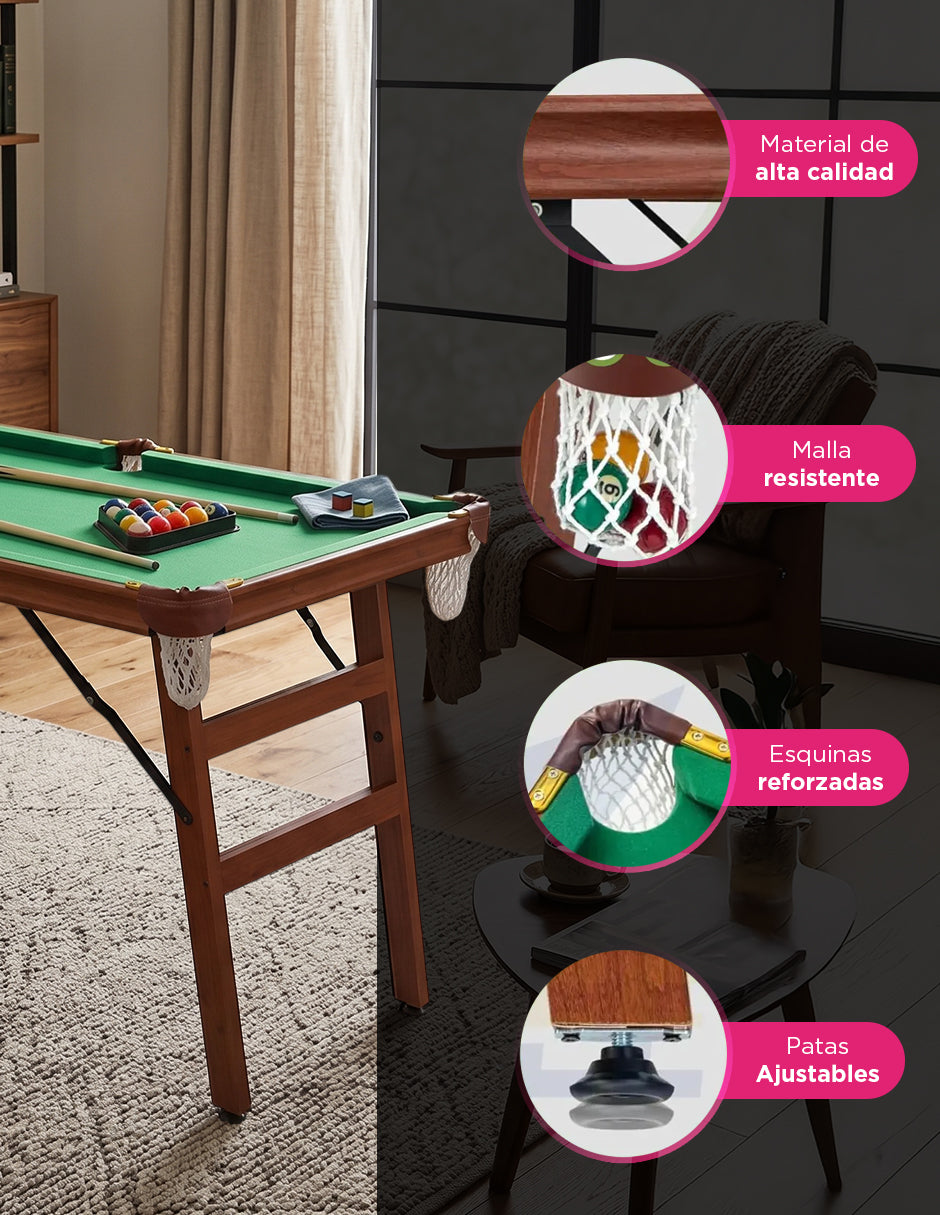 Mesa de Billar Plegable Kyren Verde con Accesorios – Minibillar Portátil para Hogar