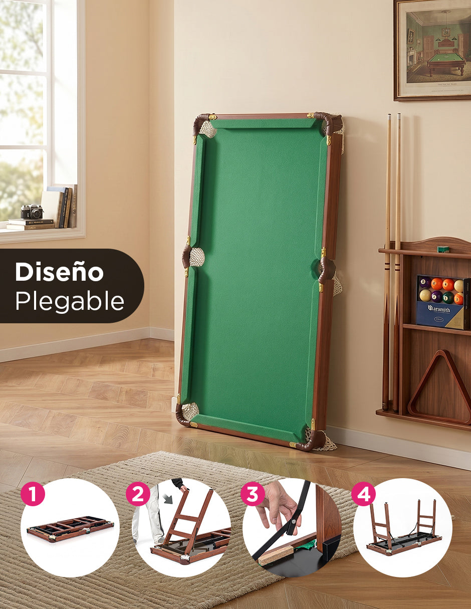 Mesa de Billar Plegable Kyren Verde con Accesorios – Minibillar Portátil para Hogar