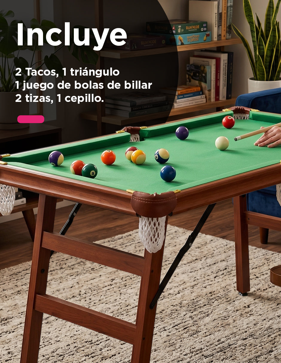 Mesa de Billar Plegable Kyren Verde con Accesorios – Minibillar Portátil para Hogar