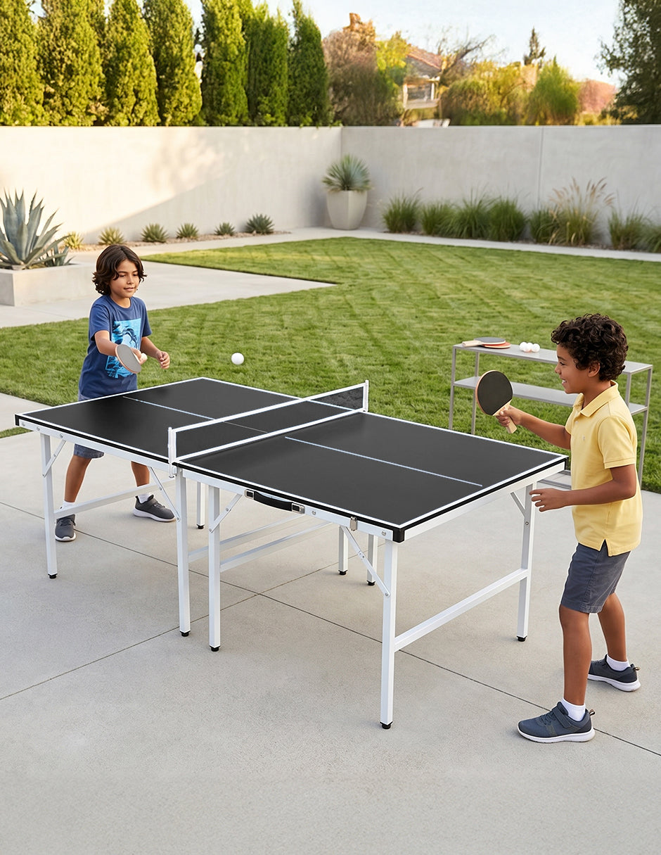 Mesa de Ping Pong Compacta Madaraki Negra – Mesa Portátil y Plegable para Tenis de Mesa