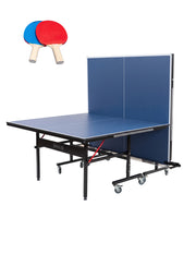 Mesa de Ping Pong Plegable MDF Eleni Azul 274 x 152 cm con Ruedas y Accesorios