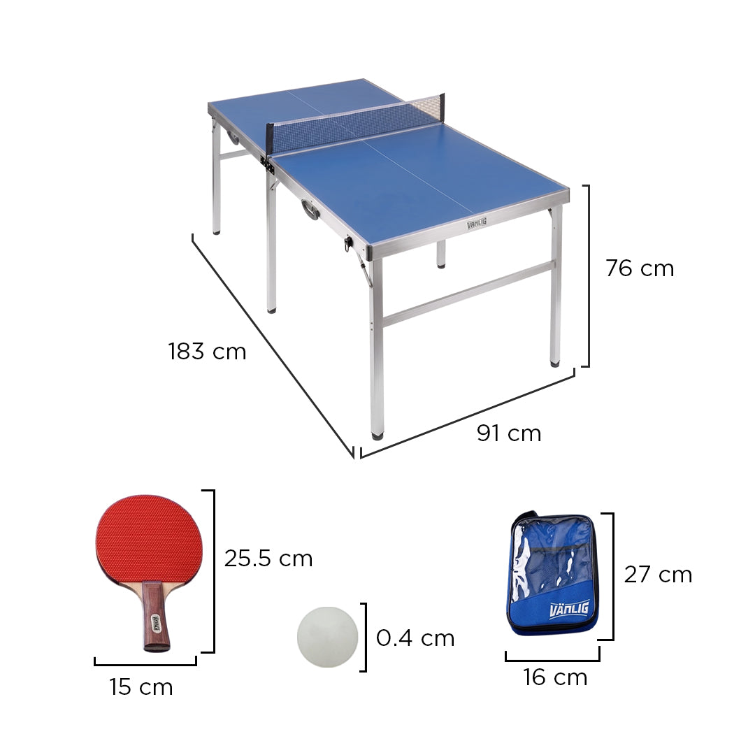 Mesa de Ping Pong Plegable Tipo Maletín 183 x 91cm Gionis Azul con Accesorios