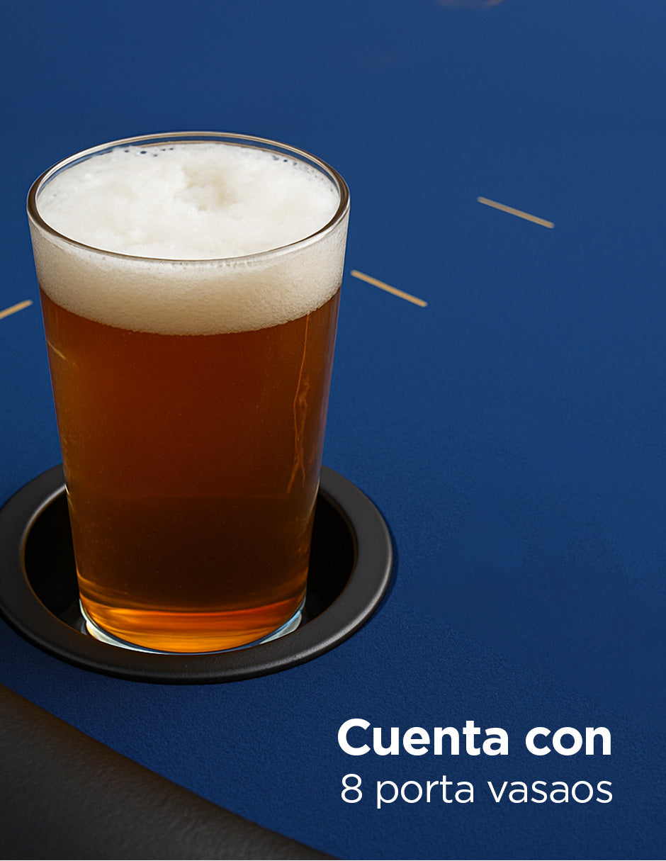 Mesa de Poker Azul Octagonal de Vanlig: Profesional, Plegable y Compacta para 8 Jugadores