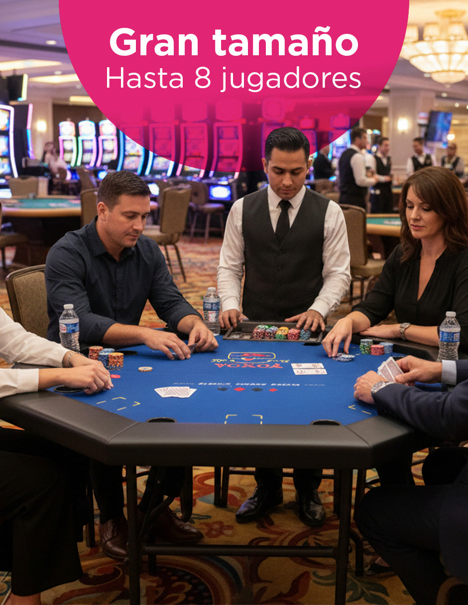 Mesa de Poker Azul Octagonal de Vanlig: Profesional, Plegable y Compacta para 8 Jugadores
