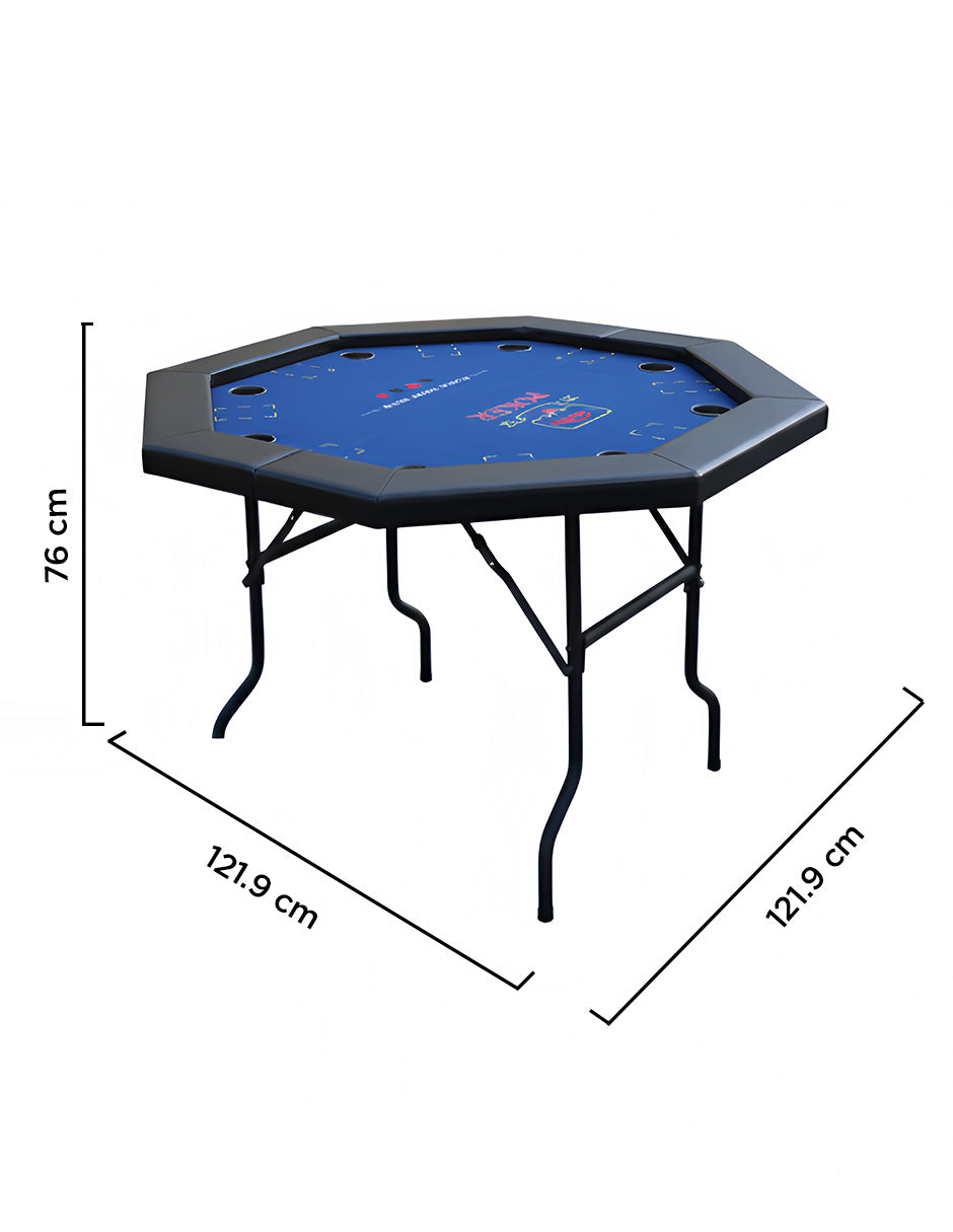 Mesa de Poker Azul Octagonal de Vanlig: Profesional, Plegable y Compacta para 8 Jugadores