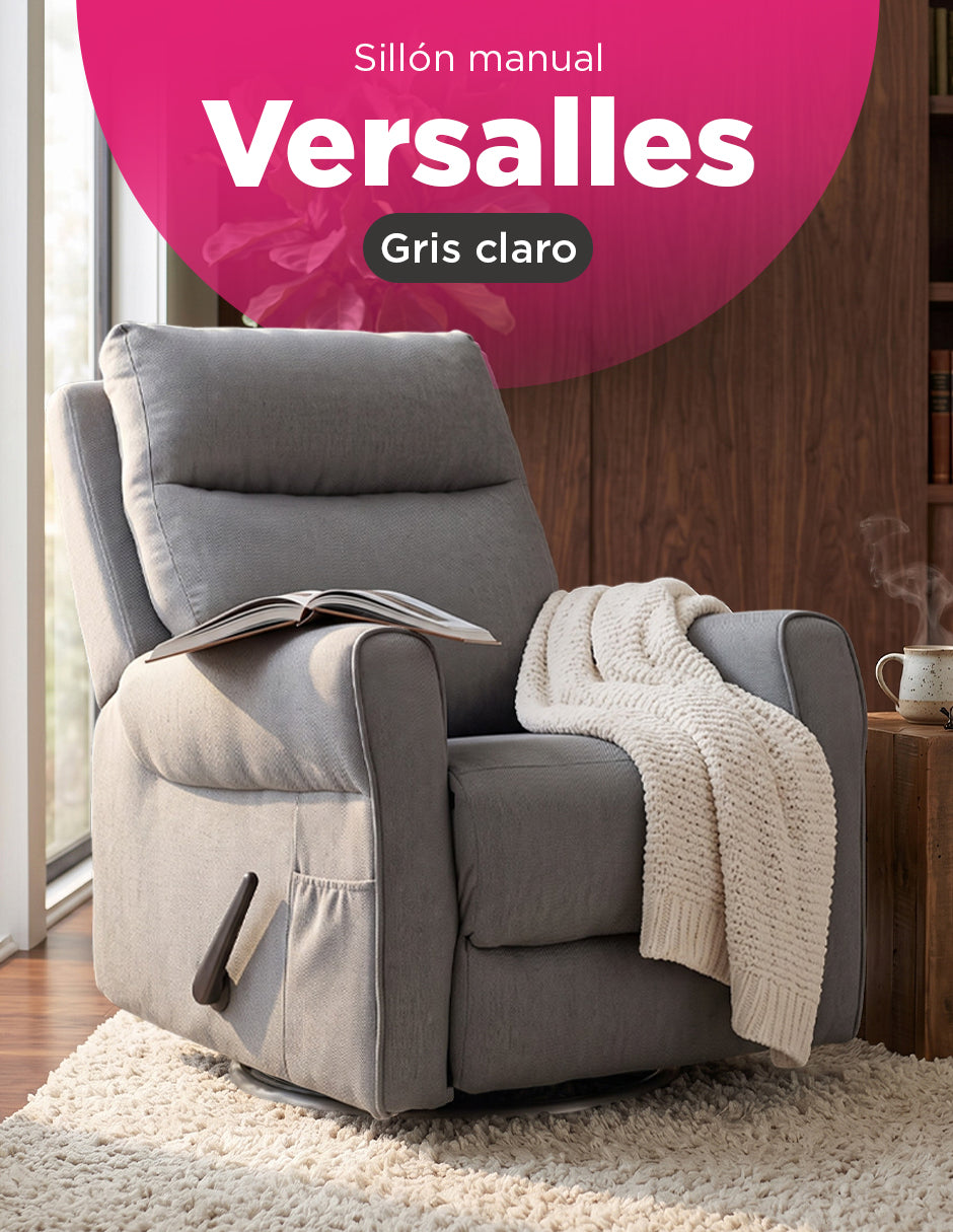 Sillón Reclinable Giratorio Basculante Versalles Gris