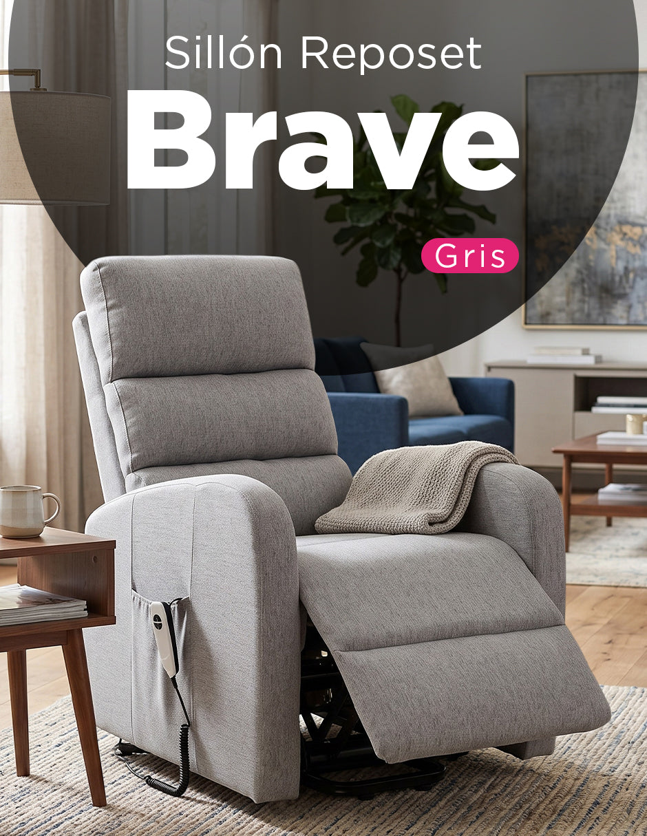 Sillón Reposet Eléctrico Brave Gris con Sistema de Masaje y Cero Gravedad