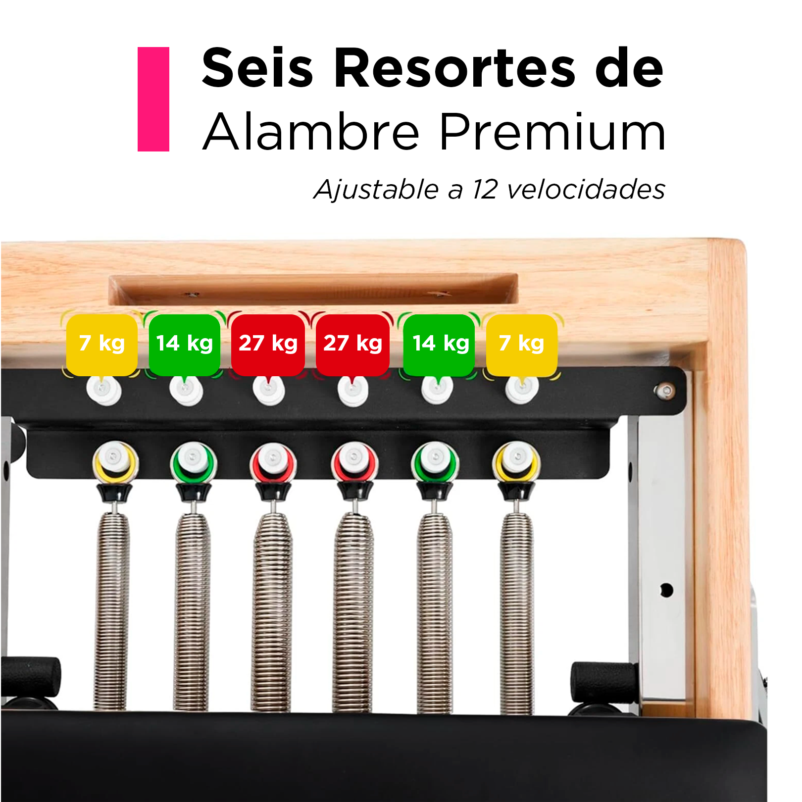 Cama de Pilates Reformer Profesional de Roble Plegable Negro.