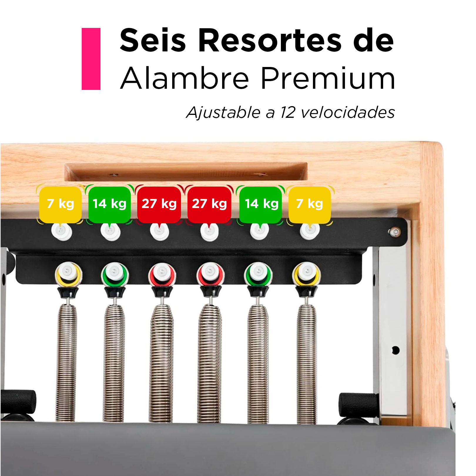 Cama de Pilates Reformer Profesional de Roble Plegable