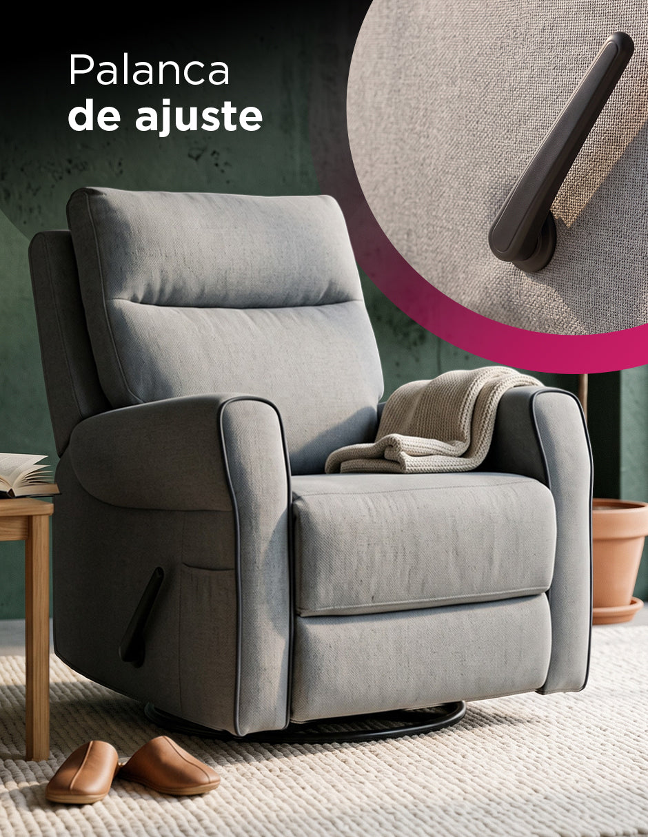 Sillón Reclinable Giratorio Basculante Versalles Gris