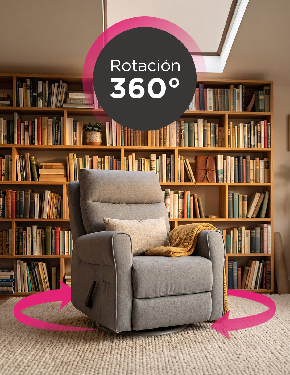 Sillón Reclinable Giratorio Basculante Versalles Gris