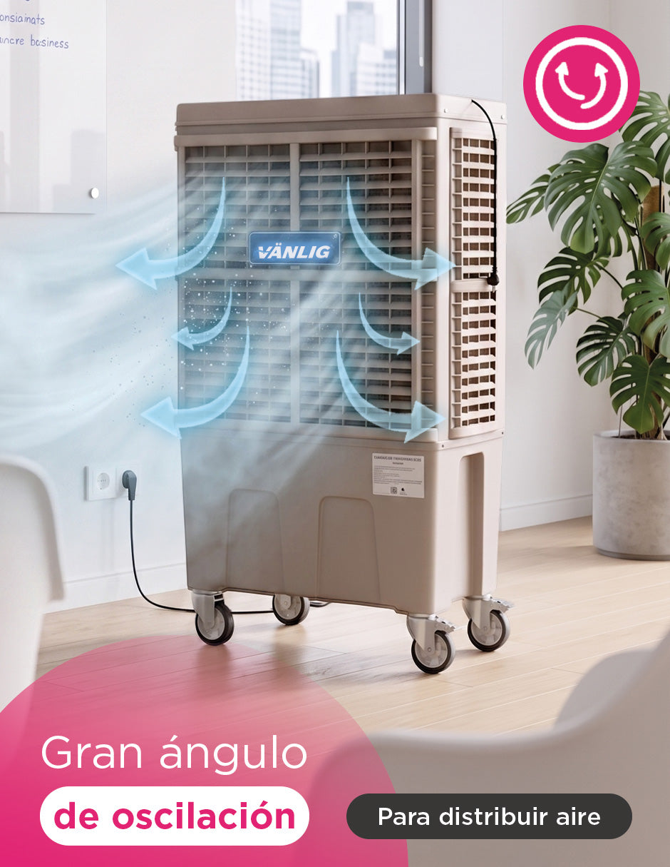 Enfriador Evaporativo Industrial Portátil Vostok Vanlig 120L Beige con Ruedas