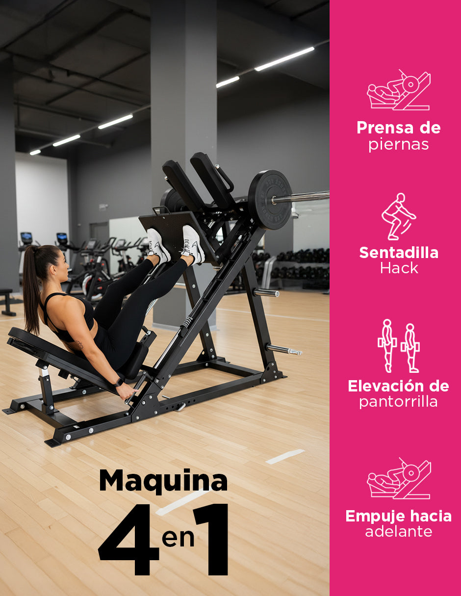 Máquina De Prensa Piernas Y Sentadilla 2 En 1 Hack