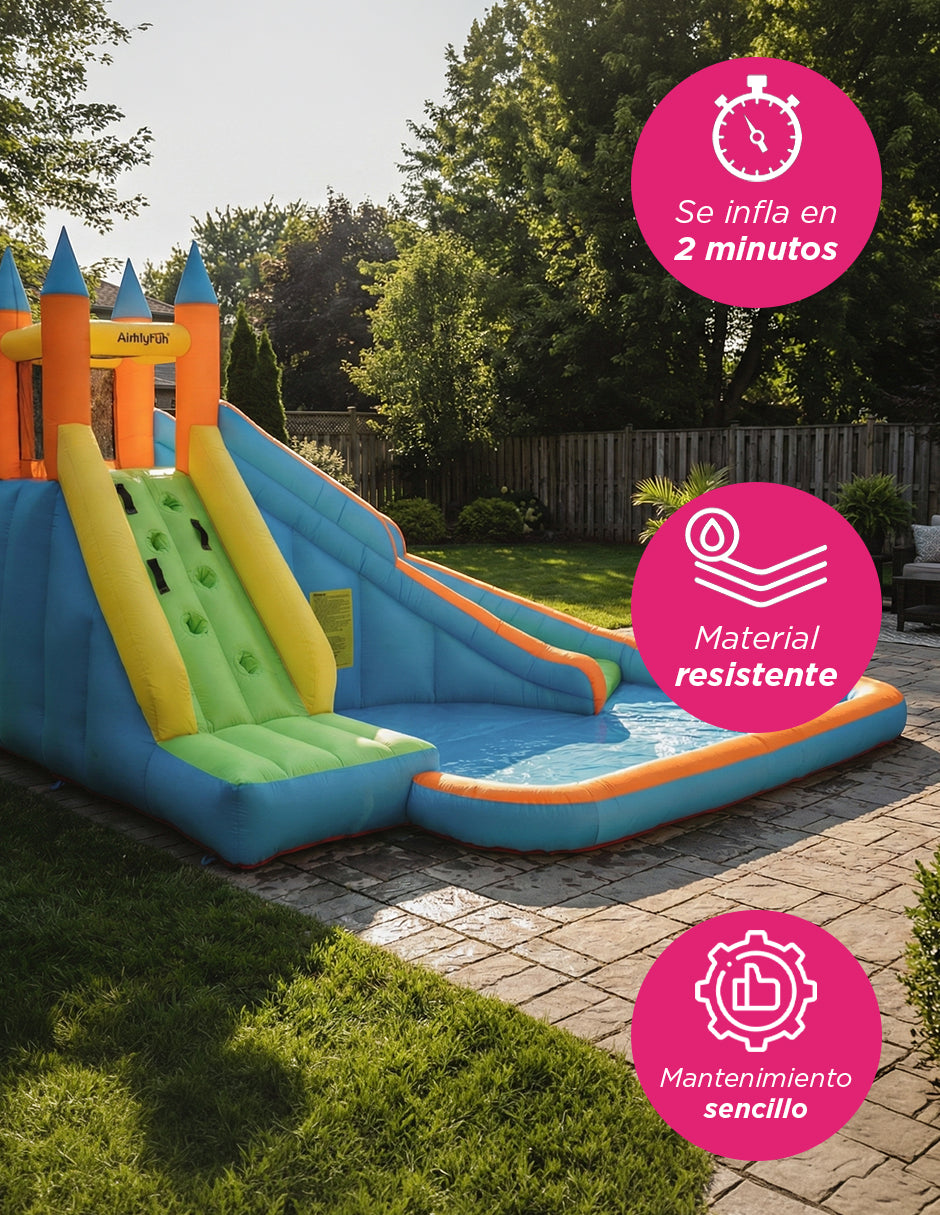 Inflable de Alberca Acuático con Resbaladilla Jungla