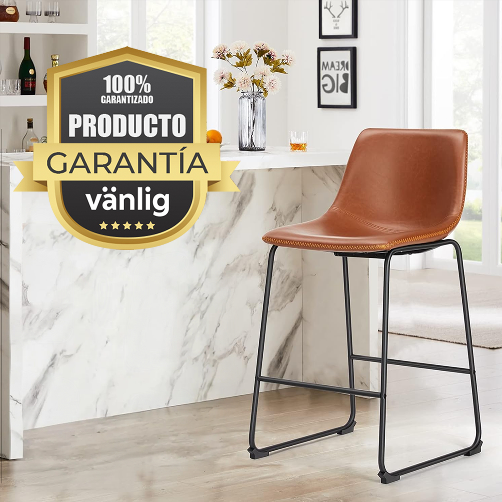 Set de Sillas de Barra Fijas Tamira Café (Par)