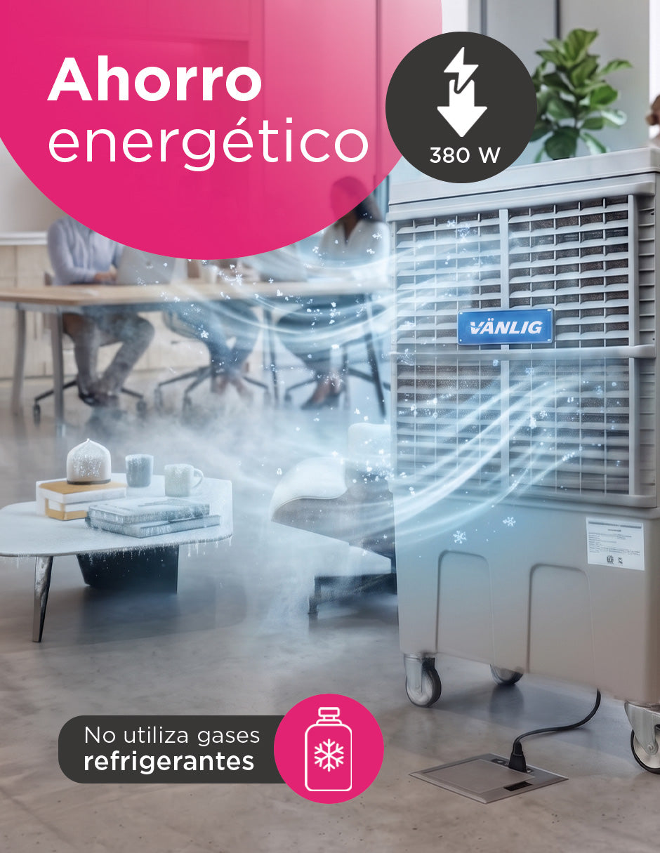 Enfriador Evaporativo Industrial Portátil Vostok Vanlig 120L Beige con Ruedas