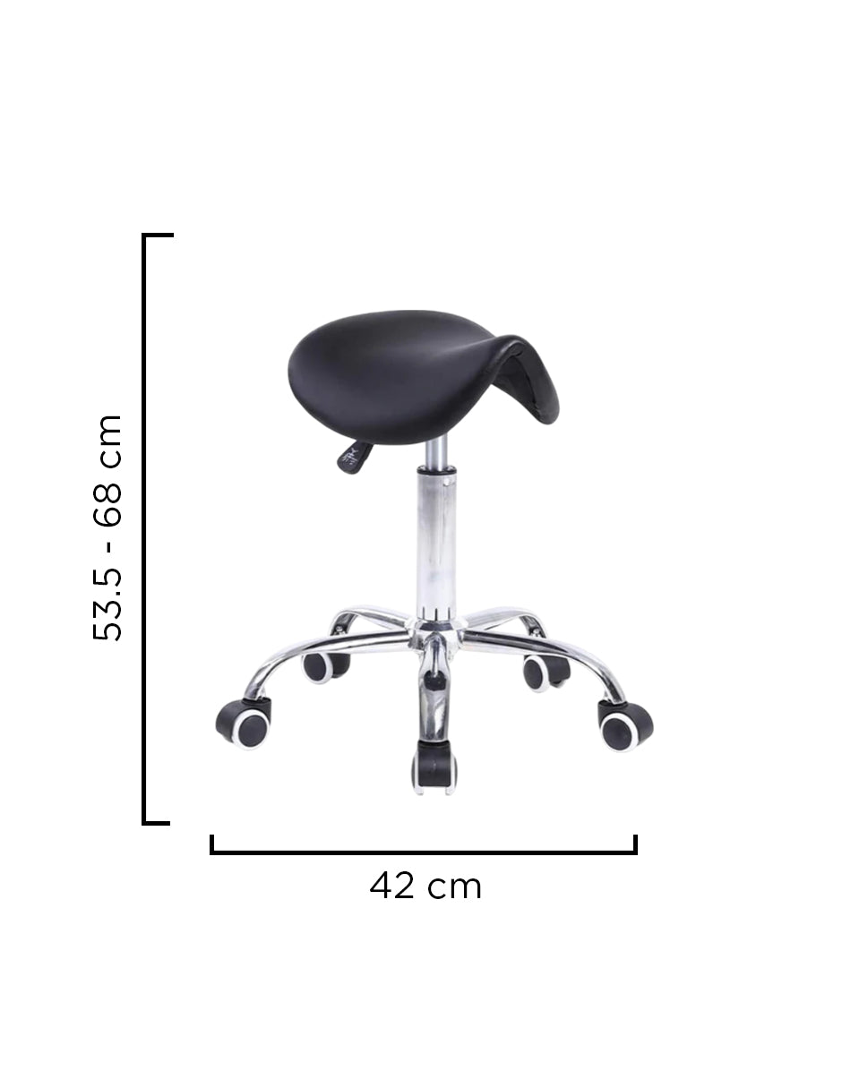 Banco Taburete Ask Ovalado Ergonómico Giratorio 360° con Sistema Hidráulico y Ruedas Negro