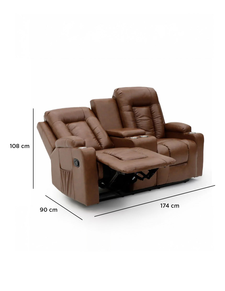 Sofá Reposet 2 Asientos Reclinable Portavasos Cine Bayona