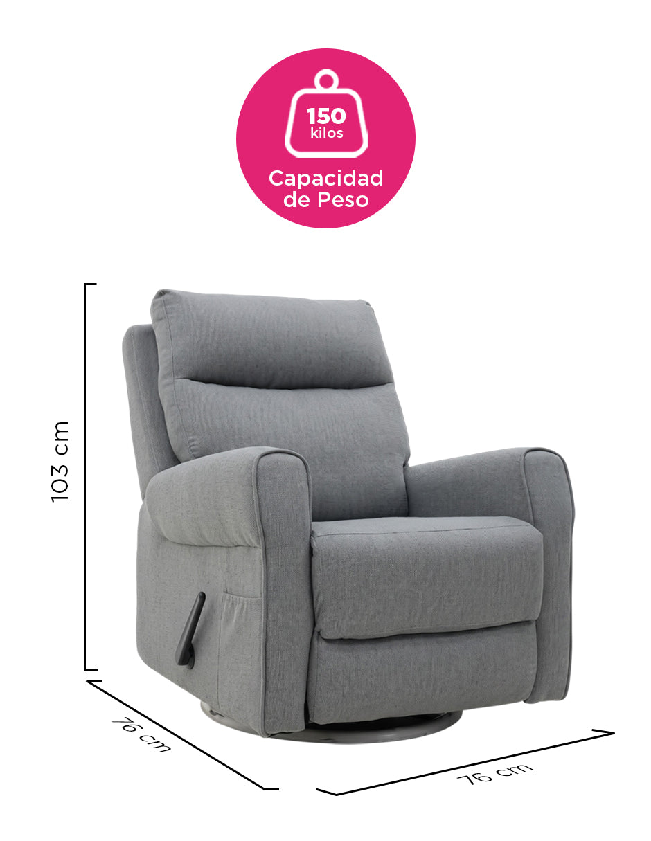 Sillón Reclinable Giratorio Basculante Versalles Gris