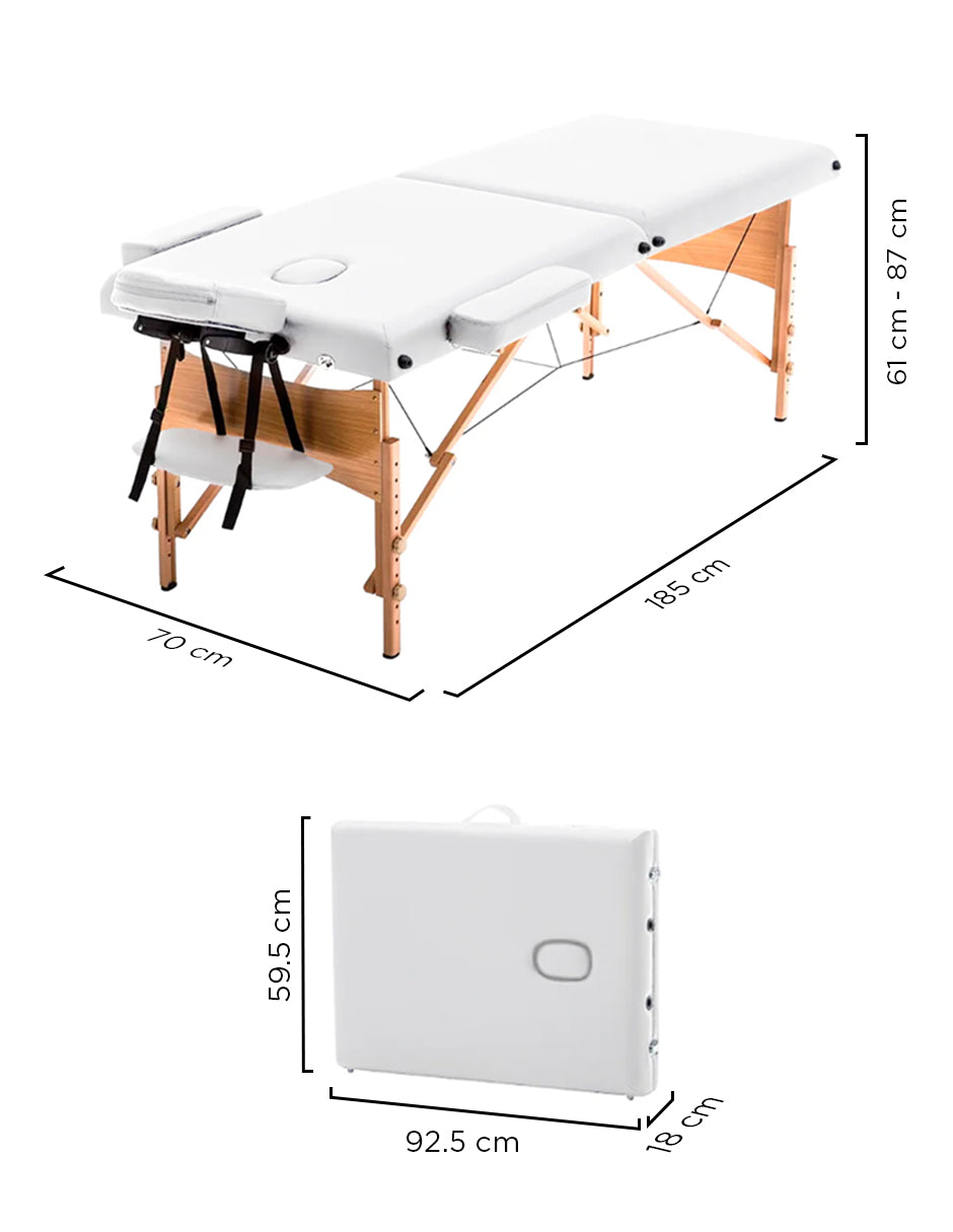 Cama de Masajes de Madera  Maldiva Blanca