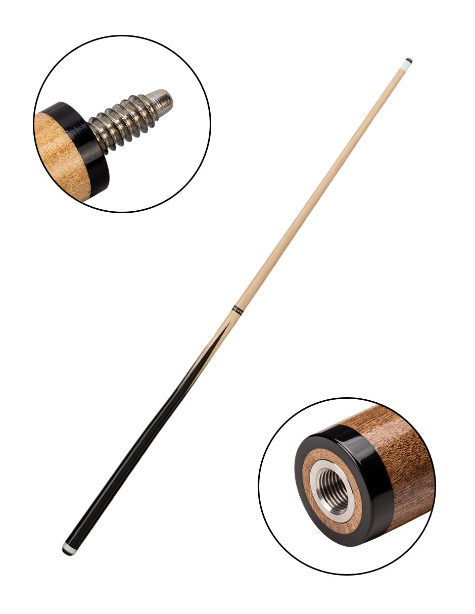 Taco de Billar Desarmable Tyler Negro 145 cm de 1 Pieza con Base de Goma