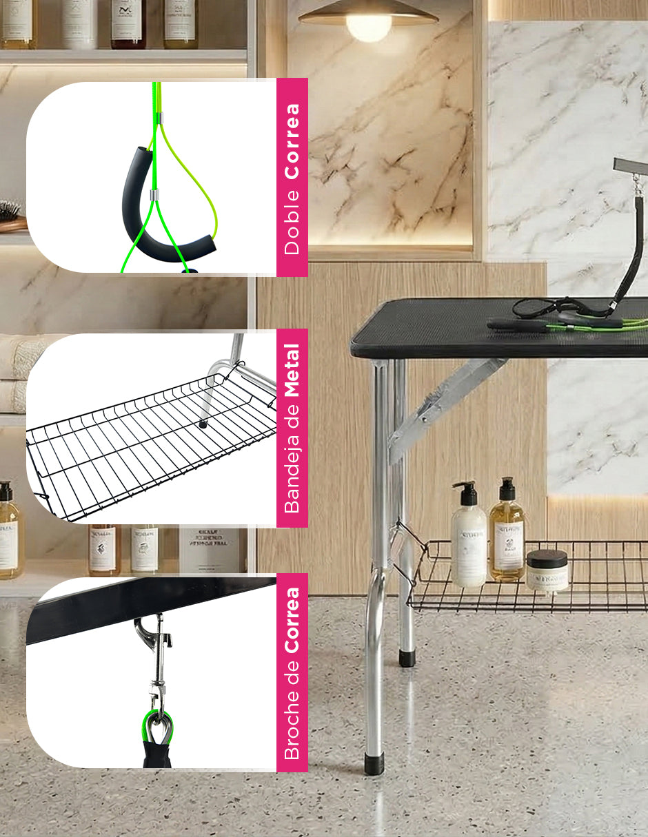 Mesa para Grooming Karelian Profesional Vanlig Para Razas Pequeñas- Estructura Reforzada de Hierro y Diseño Plegable