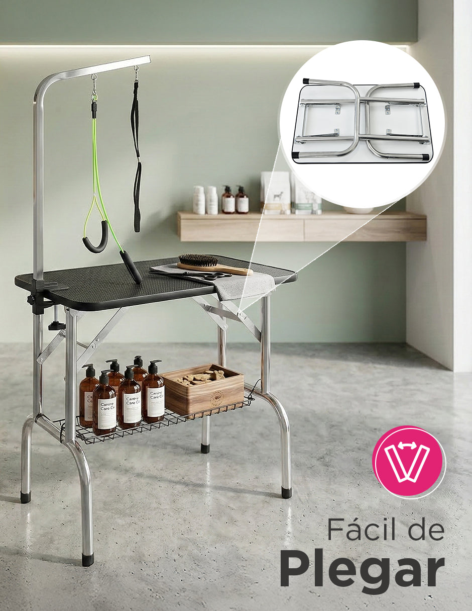 Mesa para Grooming Karelian Profesional Vanlig Para Razas Pequeñas- Estructura Reforzada de Hierro y Diseño Plegable
