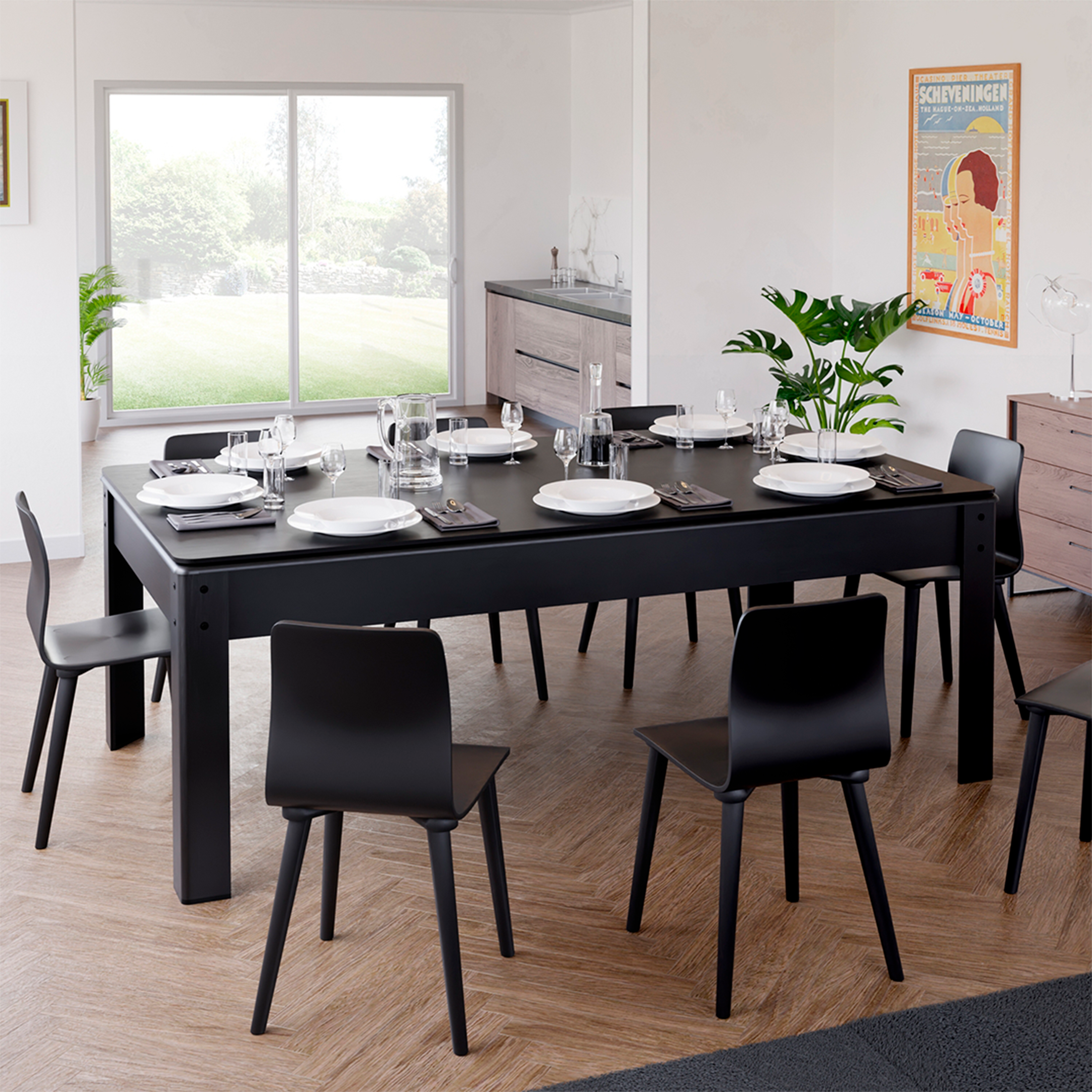 Mesa De Billar Pool Pro Panel Verde Convertible En Comedor Negro