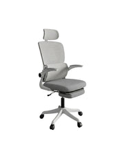 Silla De Oficia Ejecutiva Con Reposacabeza, Soporte Lumbar Descansapie Neutra Gris