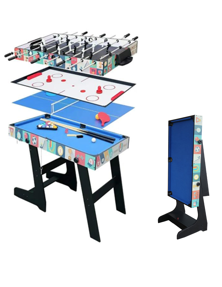 Mesa Multijuegos 4 en 1 Vanlig: Futbolito, Billar, Hockey y Ping-Pong Plegable (SUM-4824-4F)