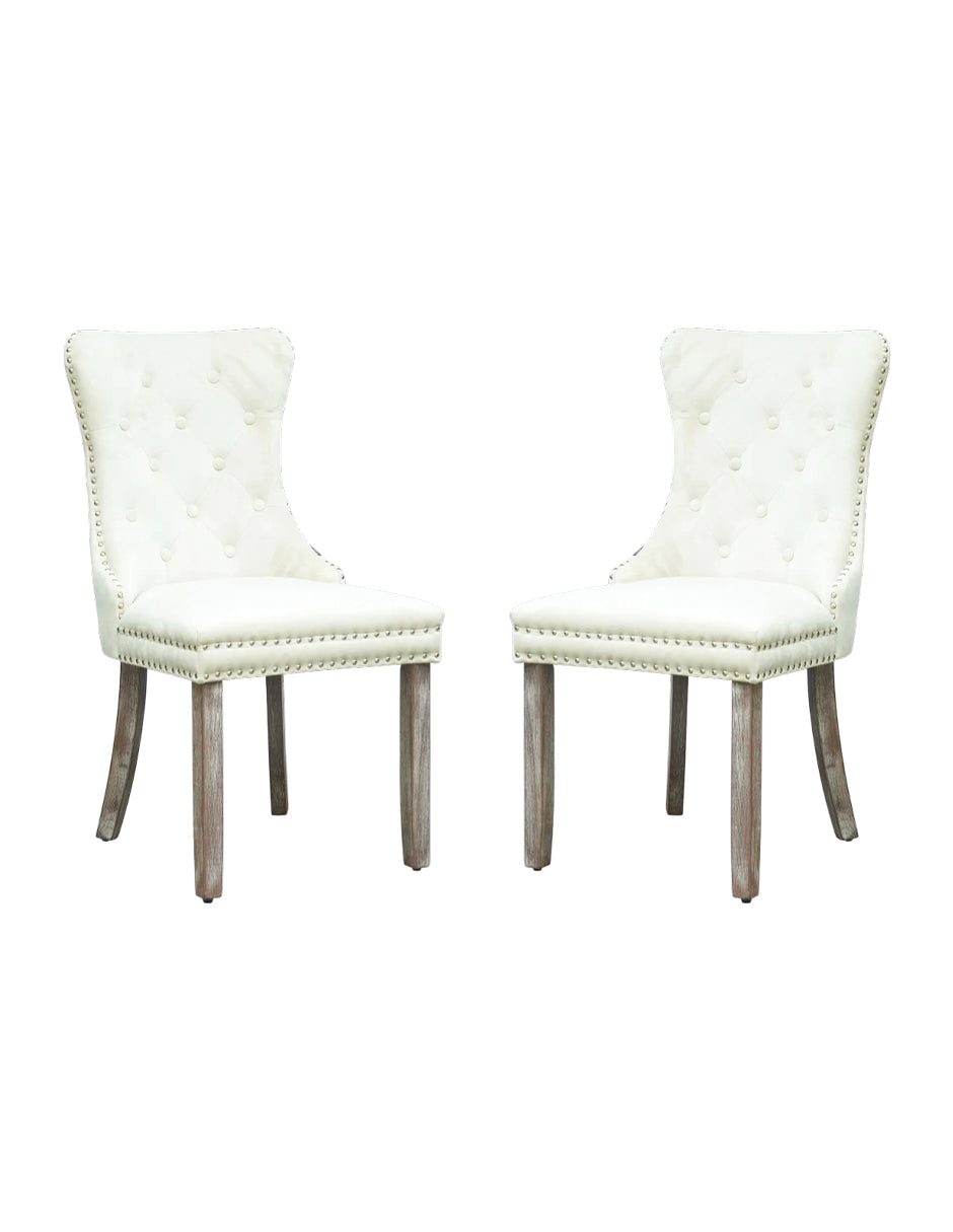 Set de Silla para Comedor o Tocador Palma Vanlig - Tapizado Confort Crema con Diseño Nórdico