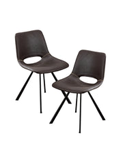 Set de 2 Sillas de Comedor Vintage Denia Café - Estilo Industrial Tapizado en Vinipiel