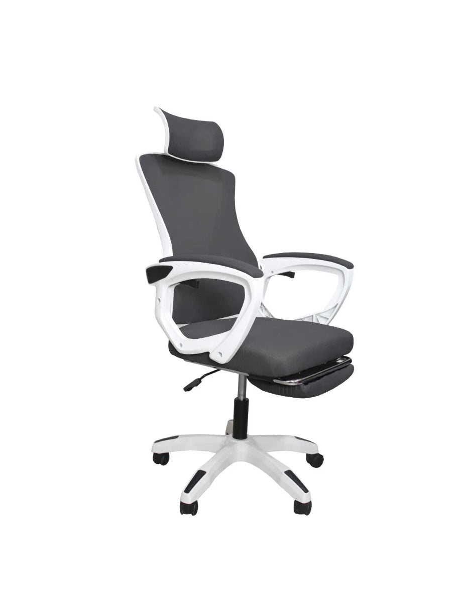 Silla de Oficina Ergonómica Neutra Vanlig en Malla Negra con Reposapiernas Ajustable, Soporte Lumbar y Cabecera