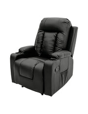 Sillón Reposet Manual Napoli Vanlig - Reclinable de Vinipiel Negro para Sala u Oficina