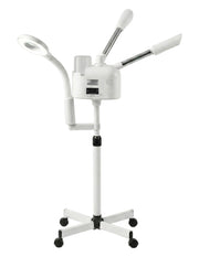 Vaporizador Facial Profesional Ellen Blanco – Equipo para Spa con Lámpara Flexible y de Aumento 5x