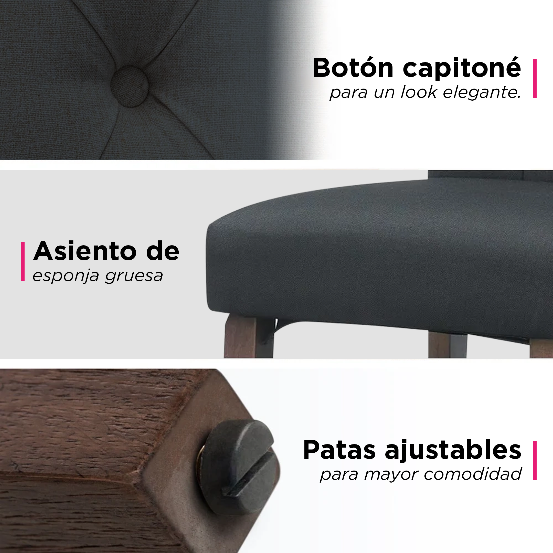 Set de Sillas de Comedor Toledo Negro (Par)