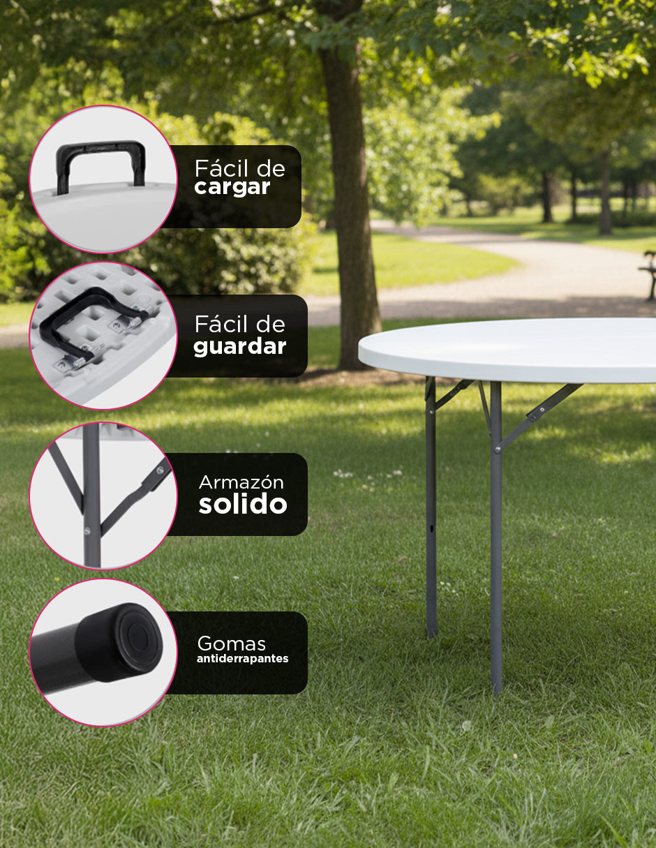 Mesa Plegable Redonda  122 Cm Diametro
