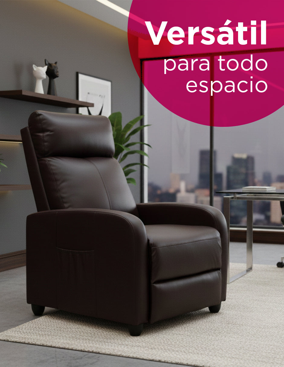 Sillon Reposet Reclinable Pushback Con Masaje Torino Café Vinipiel