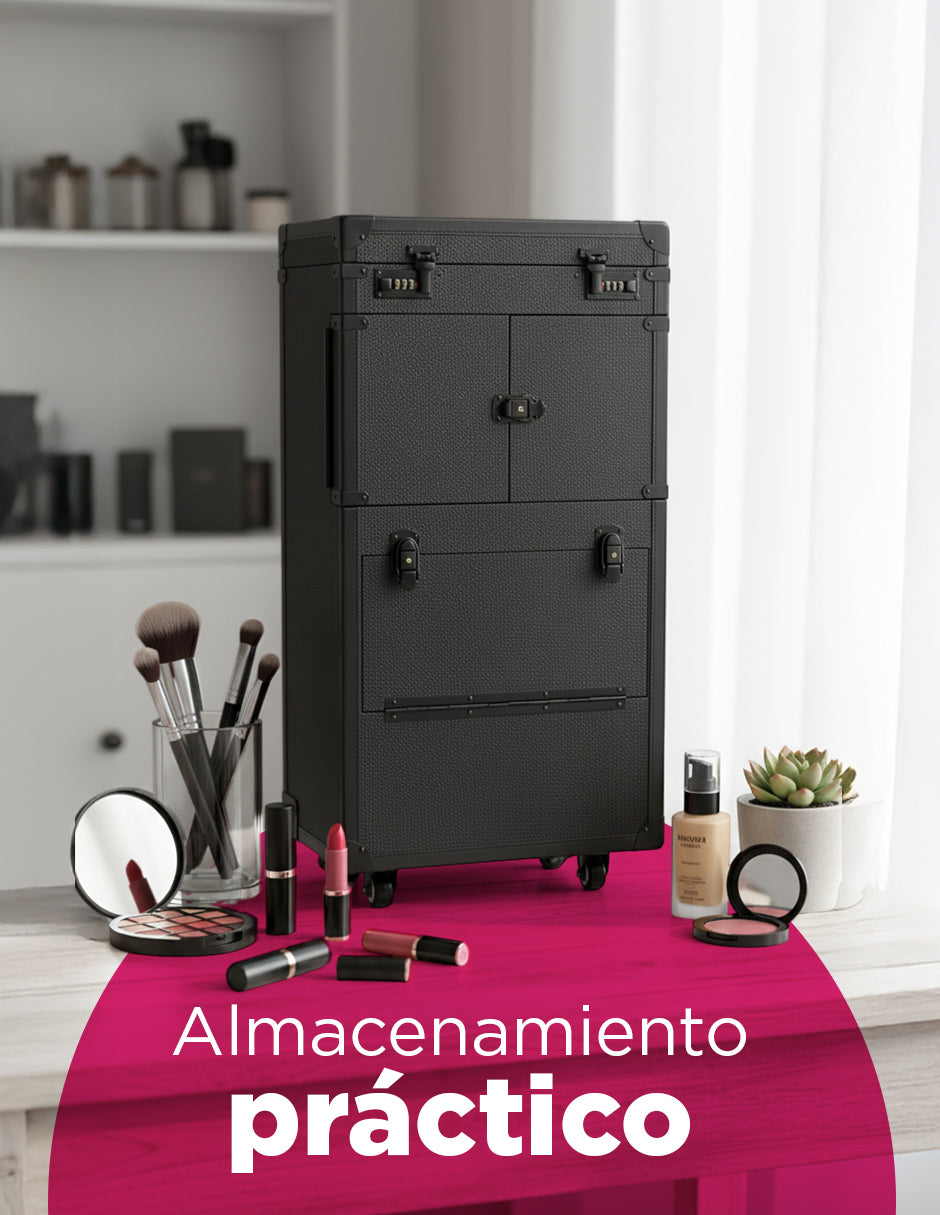 Maleta Portátil de Belleza Vanlig - Carrito Organizador para Barbería, Estación con Ruedas y Varilla Retráctil