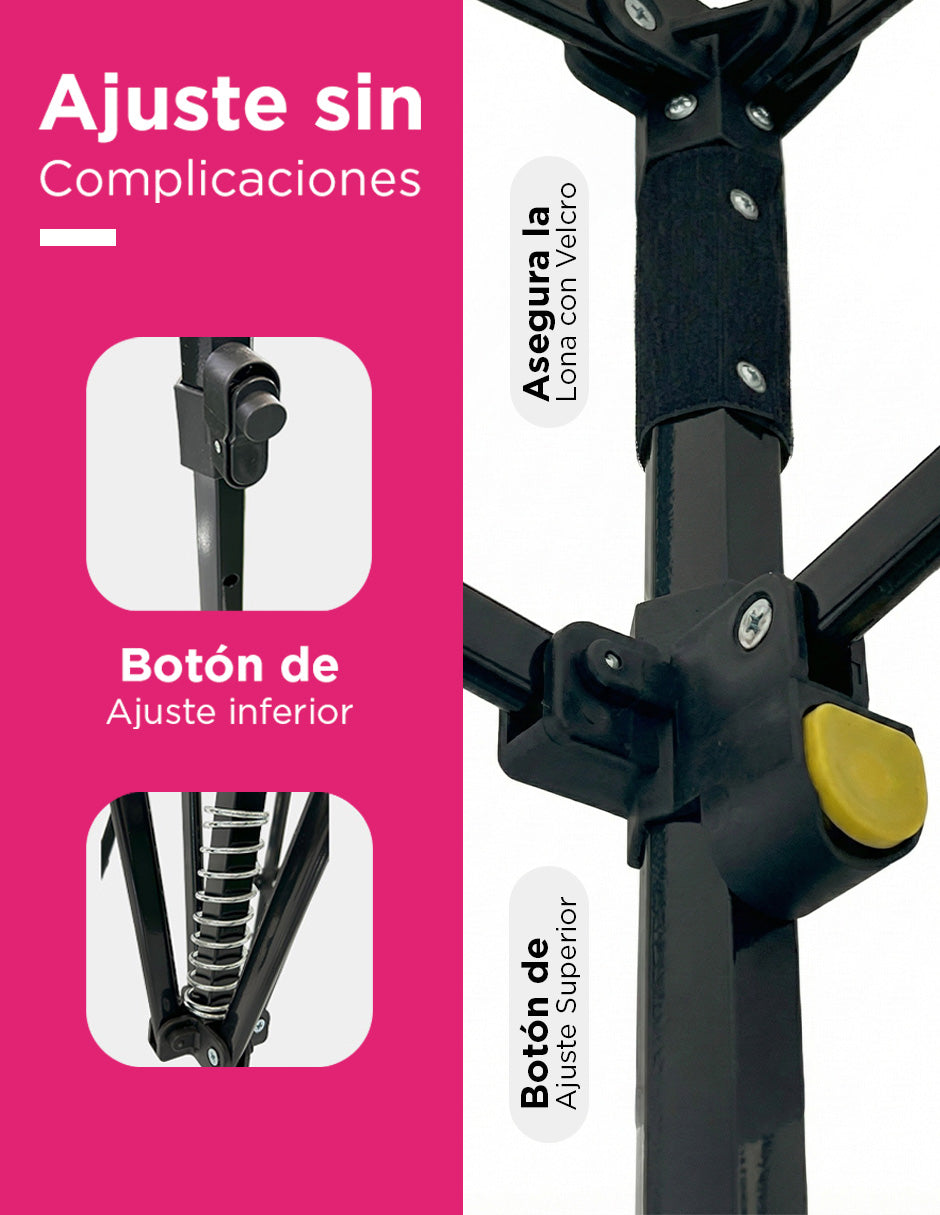 Toldo 3X3 Super Reforzado Hexagonal Rojo