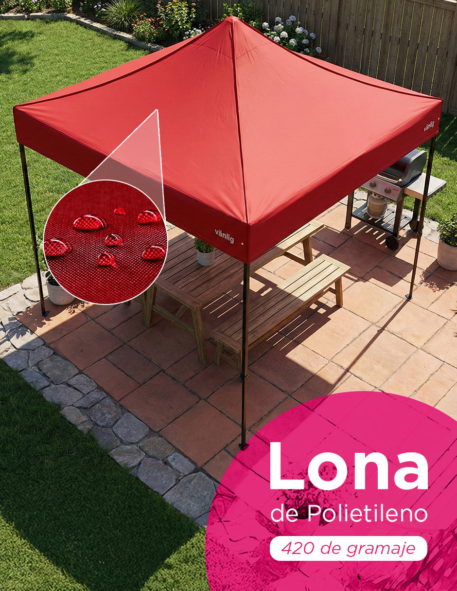 Toldo 3X3 Super Reforzado Hexagonal Rojo