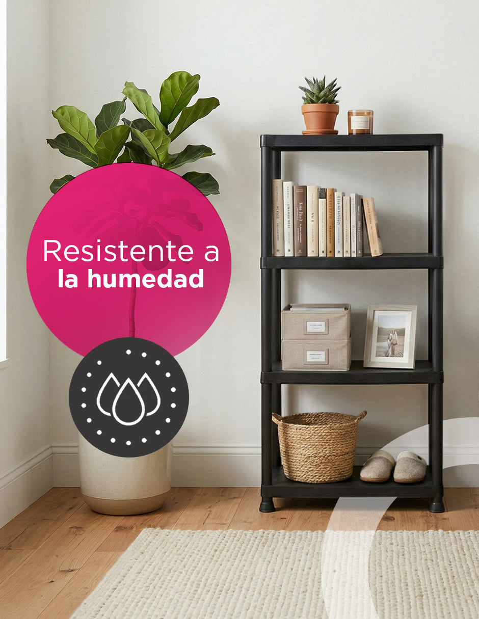 Estantería Organizadora 4 Niveles Color Negro de Vanlig - Plástico Resistente, 61x31x131 cm