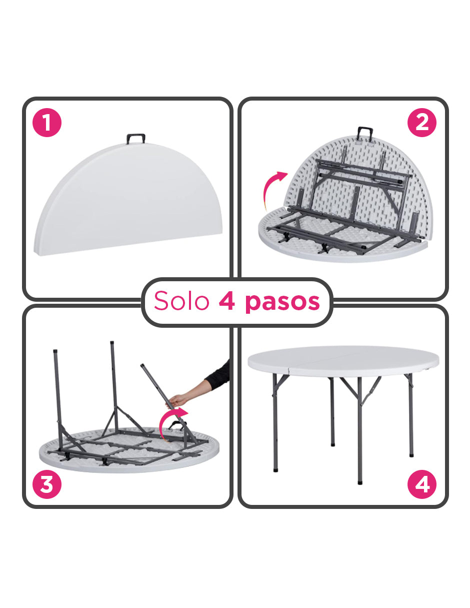 Mesa Plegable Redonda  122 Cm Diametro