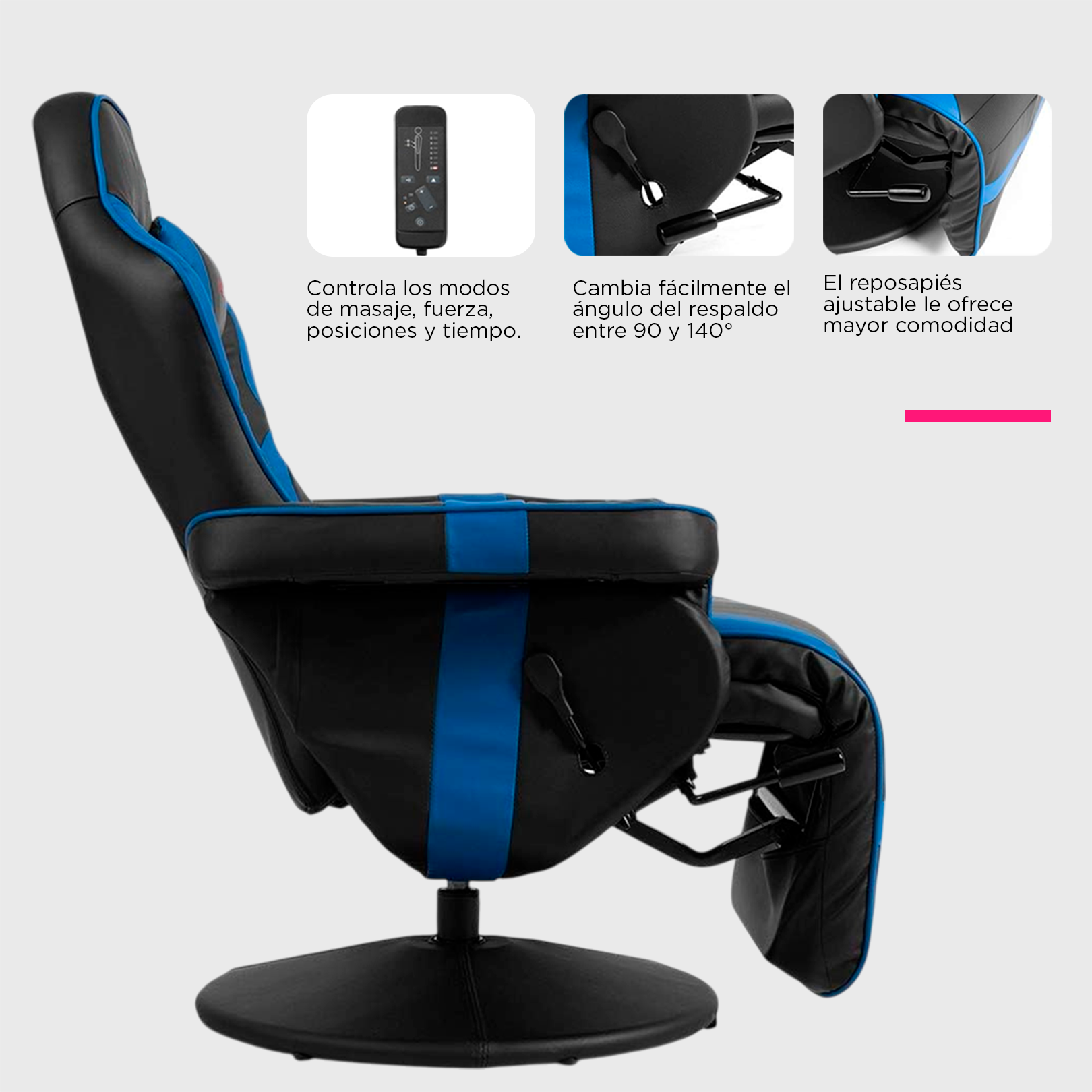 Sillón Gamer Eléctrico con Masaje Titan Azul