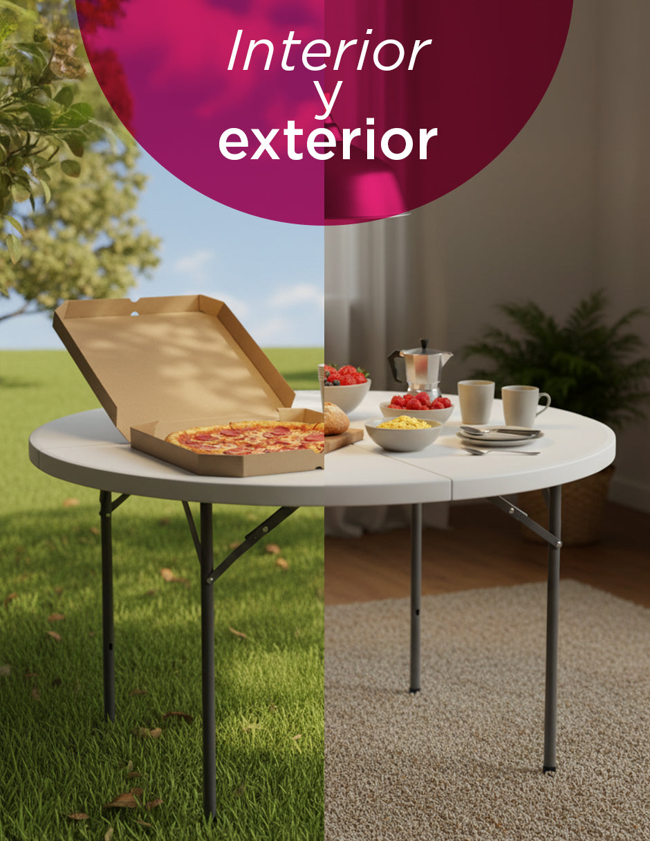 Mesa Plegable Redonda  122 Cm Diametro