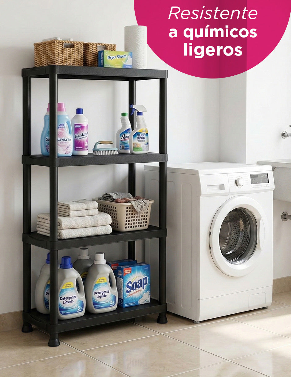 Estantería Organizadora 4 Niveles Color Negro de Vanlig - Plástico Resistente, 61x31x131 cm